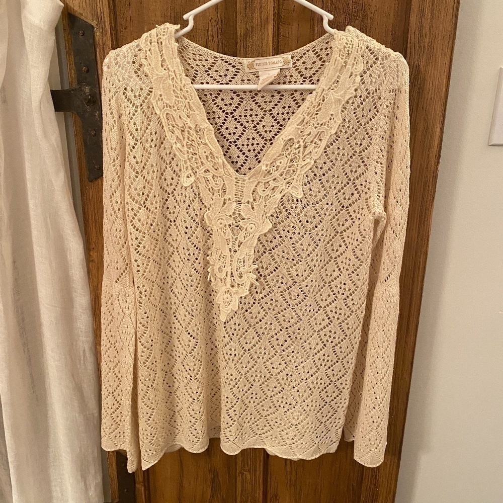 Flying Tomatoes Crocheted top Size large
